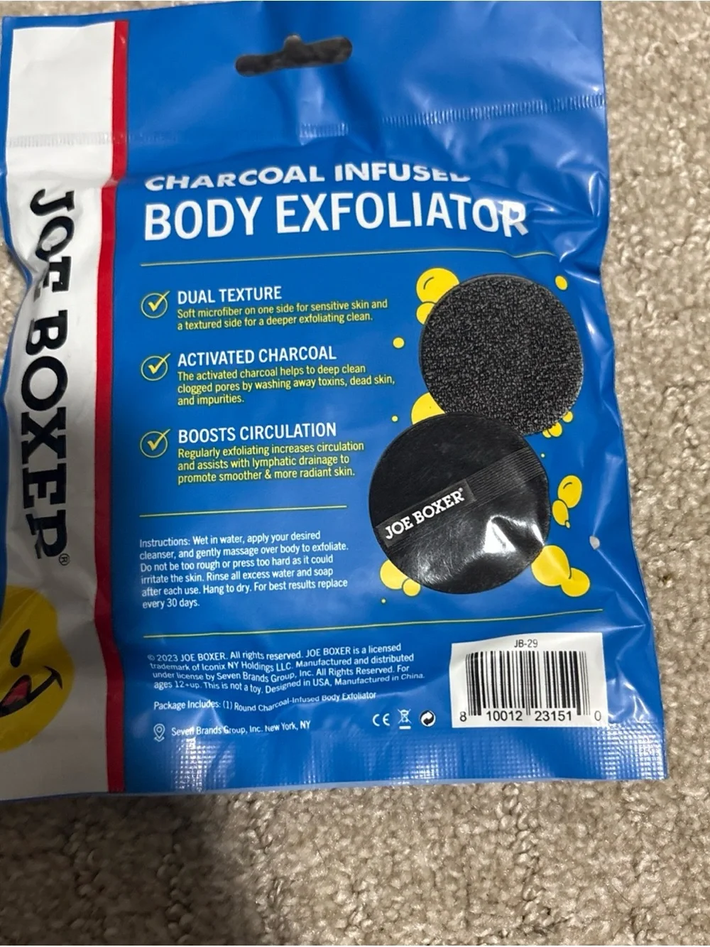 Joe Boxer Charcoal Infused- Scrubber Gloves, Wash Cloth, Body Exfoliator